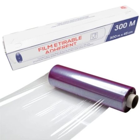 Film étirable alimentaire en boite distributrice, l 25cm - L 1500m