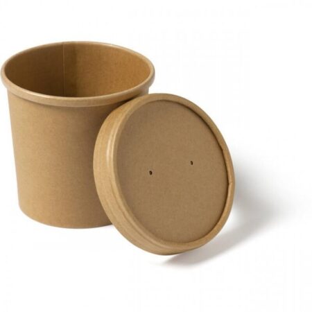 Bol à soupe avec couvercle en kraft 1000ml- LES 25 PIÈCES