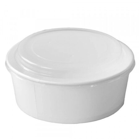 Bol à salade 500ml en carton blanc avec couvercle en PET- LES 50 PIÈCES