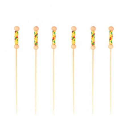 Pique 2 boules jaunes 12cm- LES 100 PIÈCES
